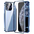 For iPhone 11 Pro Max Magnetic Double-buckle HD Tempered Glass Phone Case(Blue) - 1