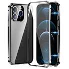 For iPhone 12 Pro Magnetic Double-buckle HD Tempered Glass Phone Case(Black) - 1