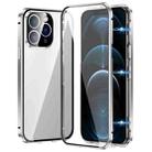 For iPhone 12 Pro Magnetic Double-buckle HD Tempered Glass Phone Case(Silver) - 1