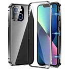 For iPhone 13 Magnetic Double-buckle HD Tempered Glass Phone Case(Black) - 1