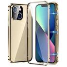 For iPhone 13 Magnetic Double-buckle HD Tempered Glass Phone Case(Gold) - 1