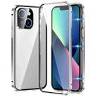 For iPhone 13 Magnetic Double-buckle HD Tempered Glass Phone Case(Silver) - 1