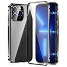 For iPhone 13 Pro Magnetic Double-buckle HD Tempered Glass Phone Case(Black) - 1