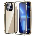 For iPhone 13 Pro Magnetic Double-buckle HD Tempered Glass Phone Case(Gold) - 1