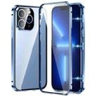 For iPhone 13 Pro Magnetic Double-buckle HD Tempered Glass Phone Case(Blue) - 1
