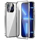 For iPhone 13 Pro Magnetic Double-buckle HD Tempered Glass Phone Case(Silver) - 1