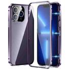 For iPhone 13 Pro Magnetic Double-buckle HD Tempered Glass Phone Case(Purple) - 1