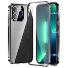 For iPhone 13 Pro Max Magnetic Double-buckle HD Tempered Glass Phone Case(Black) - 1