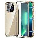 For iPhone 13 Pro Max Magnetic Double-buckle HD Tempered Glass Phone Case(Gold) - 1