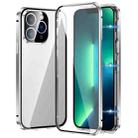 For iPhone 13 Pro Max Magnetic Double-buckle HD Tempered Glass Phone Case(Silver) - 1