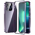 For iPhone 13 Pro Max Magnetic Double-buckle HD Tempered Glass Phone Case(Purple) - 1