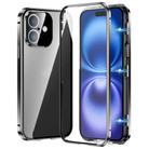 For iPhone 16 Magnetic Double-buckle HD Tempered Glass Phone Case(Black) - 1