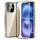 For iPhone 16 Magnetic Double-buckle HD Tempered Glass Phone Case(Gold) - 1