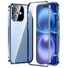 For iPhone 16 Magnetic Double-buckle HD Tempered Glass Phone Case(Blue) - 1