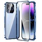 For iPhone 16 Pro Max Magnetic Double-buckle HD Tempered Glass Phone Case(Blue) - 1