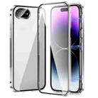 For iPhone 16e Magnetic Double-buckle HD Tempered Glass Phone Case(Silver) - 1