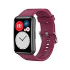 For Huawei Watch Fit Special Edition Silicone Silver Steel Buckle Watch Band(Wine Red) - 1