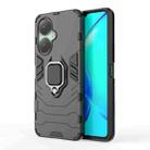 For vivo Y27 4G/Y35+ Shockproof PC + TPU Holder Phone Case(Black) - 1