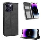 For iPhone 15 Pro Max Magnetic Buckle Retro Texture Leather Phone Case(Black) - 1