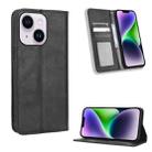 For iPhone 15 Plus Magnetic Buckle Retro Texture Leather Phone Case(Black) - 1