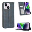 For iPhone 15 Plus Magnetic Buckle Retro Texture Leather Phone Case(Blue) - 1