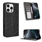 For iPhone 16 Pro Max Magnetic Buckle Retro Texture Leather Phone Case(Black) - 1