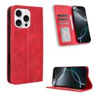 For iPhone 16 Pro Max Magnetic Buckle Retro Texture Leather Phone Case(Red) - 1