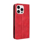 For iPhone 16 Pro Max Magnetic Buckle Retro Texture Leather Phone Case(Red) - 3