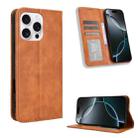 For iPhone 16 Pro Max Magnetic Buckle Retro Texture Leather Phone Case(Brown) - 1