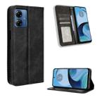 For Motorola Moto G14 4G Magnetic Buckle Retro Texture Leather Phone Case(Black) - 1