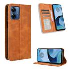 For Motorola Moto G14 4G Magnetic Buckle Retro Texture Leather Phone Case(Brown) - 1