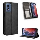 For Motorola Moto G Play 4G 2024 Magnetic Buckle Retro Texture Leather Phone Case(Black) - 1