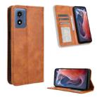 For Motorola Moto G Play 4G 2024 Magnetic Buckle Retro Texture Leather Phone Case(Brown) - 1