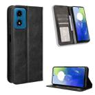 For Motorola Moto G04 / G24 Magnetic Buckle Retro Texture Leather Phone Case(Black) - 1