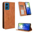 For Motorola Moto G04 / G24 Magnetic Buckle Retro Texture Leather Phone Case(Brown) - 1