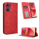 For Motorola Edge 50 Fusion 5G Magnetic Buckle Retro Texture Leather Phone Case(Red) - 1