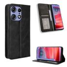 For Motorola Edge 50 Pro 5G Magnetic Buckle Retro Texture Leather Phone Case(Black) - 1