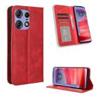 For Motorola Edge 50 Pro 5G Magnetic Buckle Retro Texture Leather Phone Case(Red) - 1