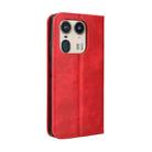 For Motorola Edge 50 Ultra 5G Magnetic Buckle Retro Texture Leather Phone Case(Red) - 3