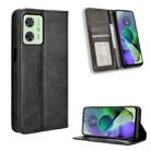 For Motorola Moto G54 5G / G54 Power Magnetic Buckle Retro Texture Leather Phone Case(Black) - 1