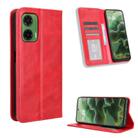 For Motorola Moto G35 5G Magnetic Buckle Retro Texture Leather Phone Case(Red) - 1