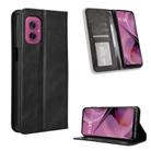 For Motorola Moto G55 5G Magnetic Buckle Retro Texture Leather Phone Case(Black) - 1