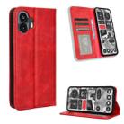 For Nothing Phone 2 Magnetic Buckle Retro Texture Leather Phone Case(Red) - 1