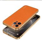 For iPhone 15 Pro Max SULADA TPU + Litchi Texture Leather Phone Case(Orange) - 1