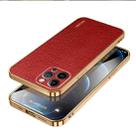 For iPhone 15 Pro SULADA TPU + Litchi Texture Leather Phone Case(Red) - 1