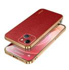 For iPhone 15 Plus SULADA TPU + Litchi Texture Leather Phone Case(Red) - 1