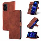 For Xiaomi Poco F5/Redmi Note 12 Turbo AZNS Skin Feel Calf Texture Flip Leather Phone Case(Brown) - 1
