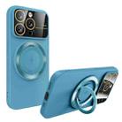 For iPhone 15 Pro Large Window MagSafe Magnetic Holder Phone Case(Sky Blue) - 1