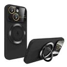 For iPhone 15 Large Window MagSafe Magnetic Holder Phone Case(Black) - 1