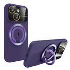 For iPhone 14 Plus Large Window MagSafe Magnetic Holder Phone Case(Dark Purple) - 1